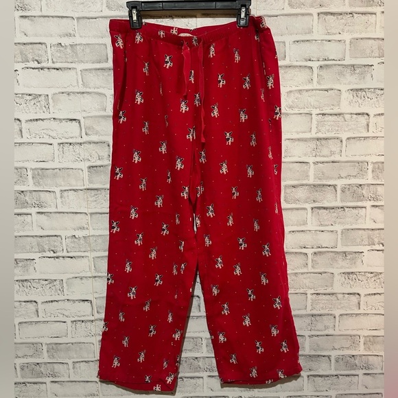 Women’s LOFT sleep pajama bottoms red with dogs frenchies bulldogs print M - Picture 1 of 5